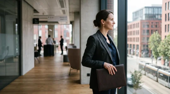 Femme professionnelle en Belgique dont la silhouette symbolise la protection apportée par sa convention collective de travail